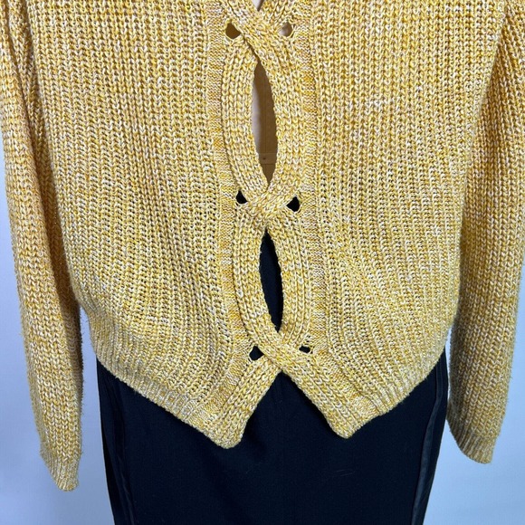 Express Womens Open Knit Back Crop Sweater Yellow, Sz M - Picture 6 of 10